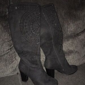 Nancy Li knee high black heel boots